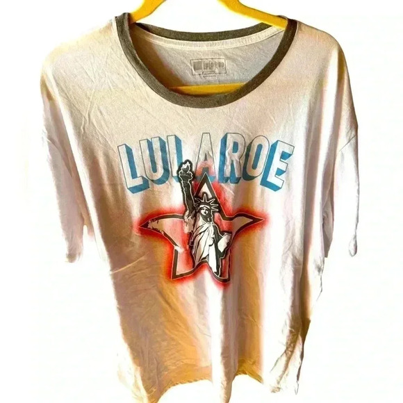 Lularoe 2xl white Americana Patrick . Statue of Liberty in a star! NWT. - Picture 1 of 7